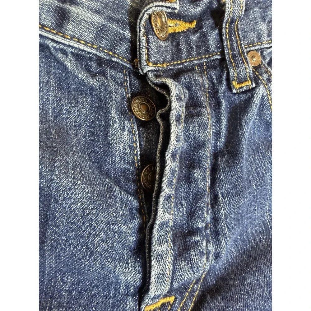 7 For All Mankind Standard Jeans Mens 30x30 Blue Denim Button Fly Straight Leg